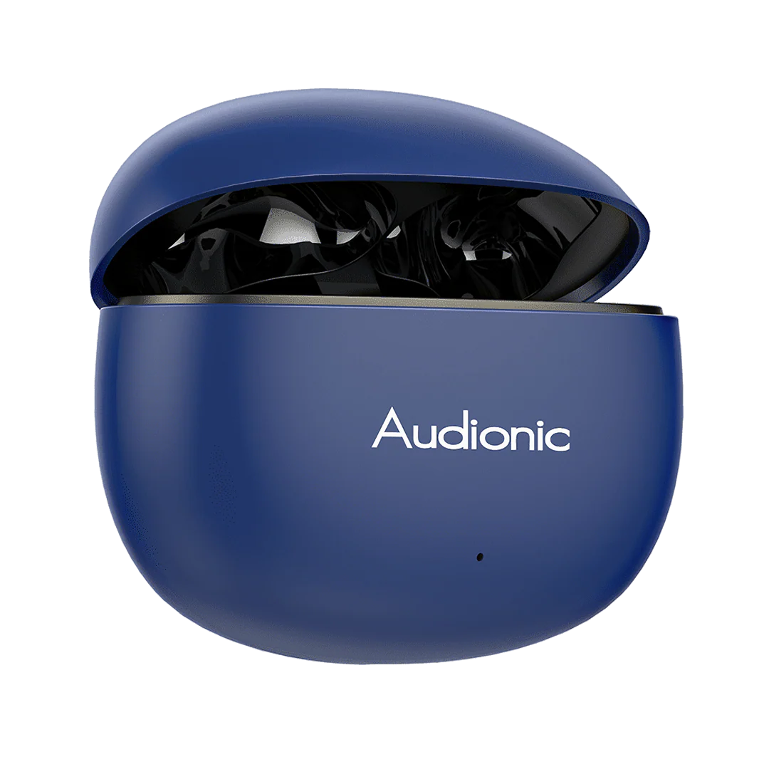Audionic Airbuds Blue with Case Open