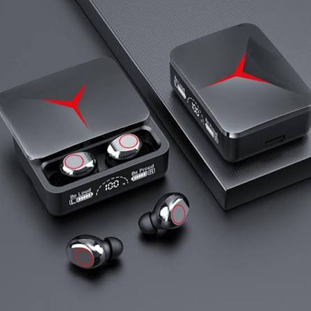 M90 Pro TWS Wireless Bluetooth Earbuds - Black Gaming Case