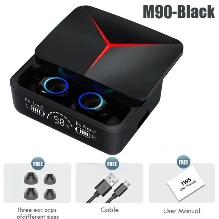 M90 Pro Earbuds with Charging Case Open View