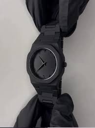 Luxury Ultra Thin Watch Black Metal Strap Front View