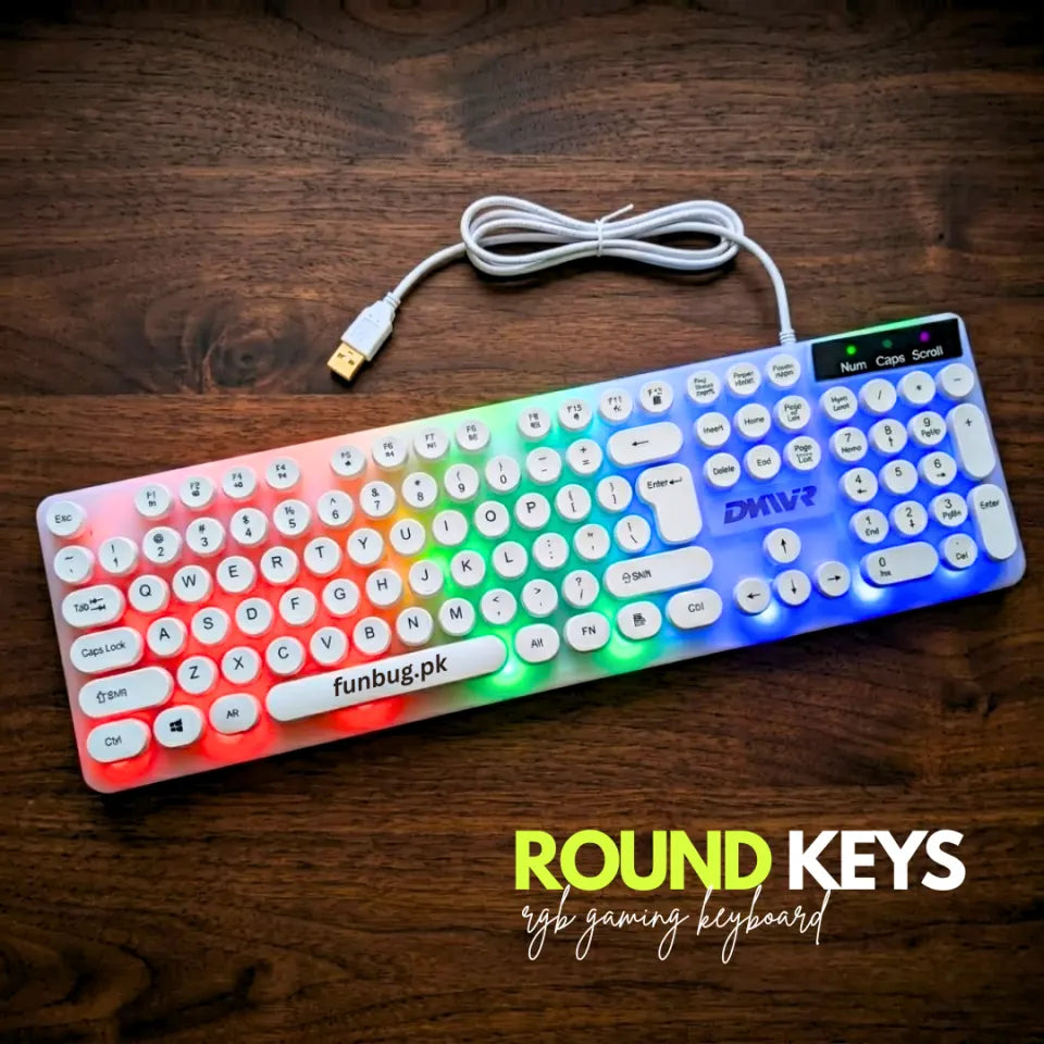 Round Keys RGB Gaming Keyboard White