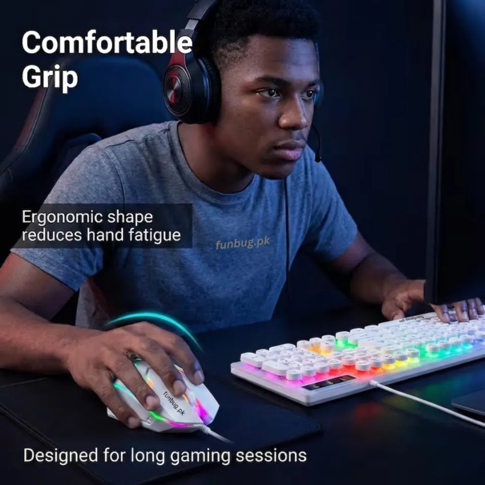 Comfortable Grip Ergonomic Gaming Mouse and Keyboard