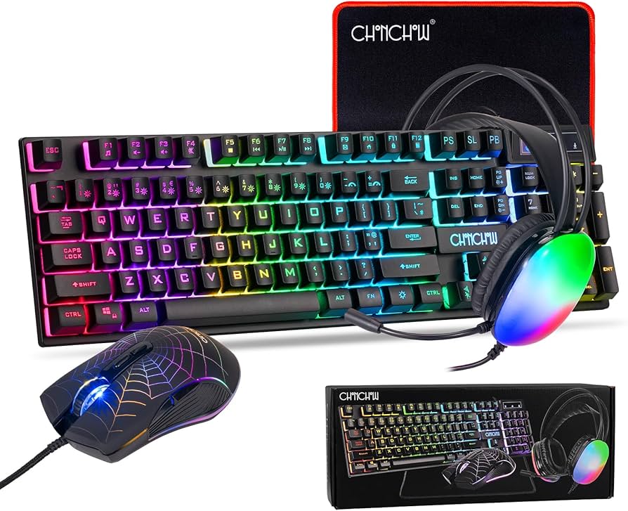RGB Gaming Keyboard Mouse Headset Combo CHNCHW