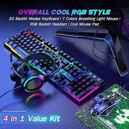 RGB Gaming 4-in-1 Wired Combo All-in-One Gaming Power